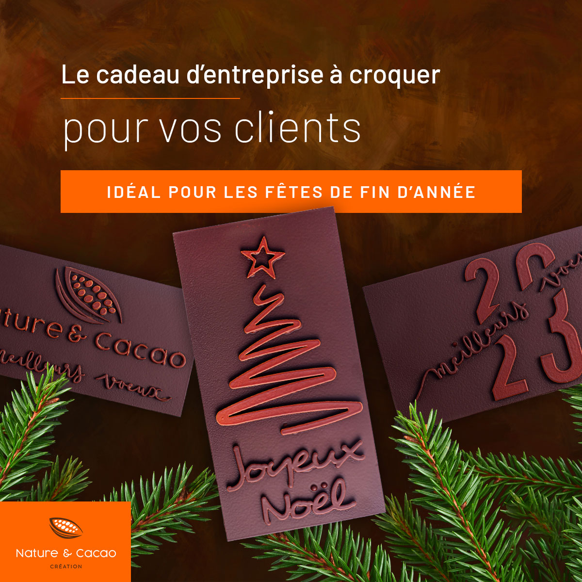 Transformez le chocolat en support de communication impactant. Conception de chocolat d'entreprise personnalisé en petites et grandes séries. 